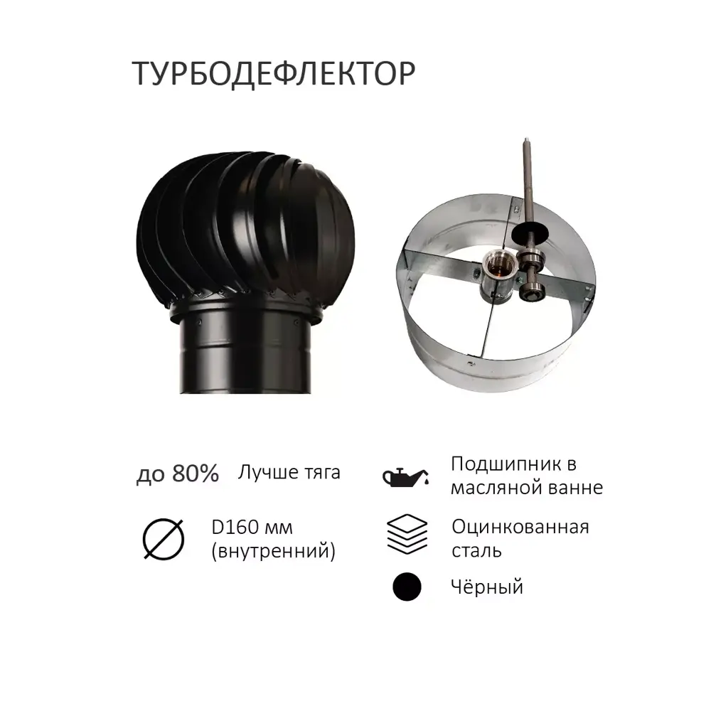 Фото 4 Комплект кровельной вентиляции Polivent (Турбодефлектор ⌀160мм/Вентиляционный выход ⌀110/160мм 700мм) для скатной кровли RAL 9005 чёрный Фото 4 Комплект кровельной вентиляции Polivent (Турбодефлектор ⌀160мм/Вентиляционный выход ⌀110/160мм 700мм) для скатной кровли RAL 9005 чёрный