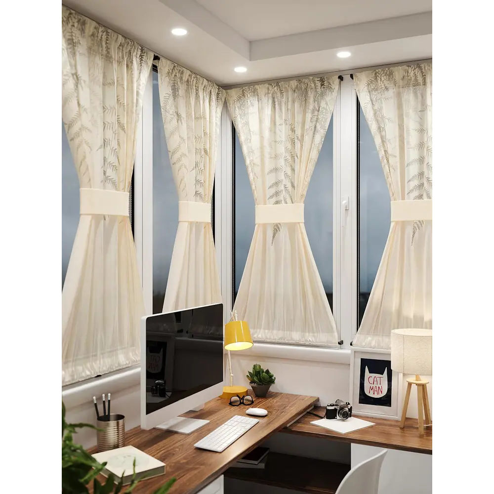 Фото 2 Тюль At home Базовая коллекция AT764167 на шторной ленте 140x100 см цвет бежевый Фото 2 Тюль At home Базовая коллекция AT764167 на шторной ленте 140x100 см цвет бежевый