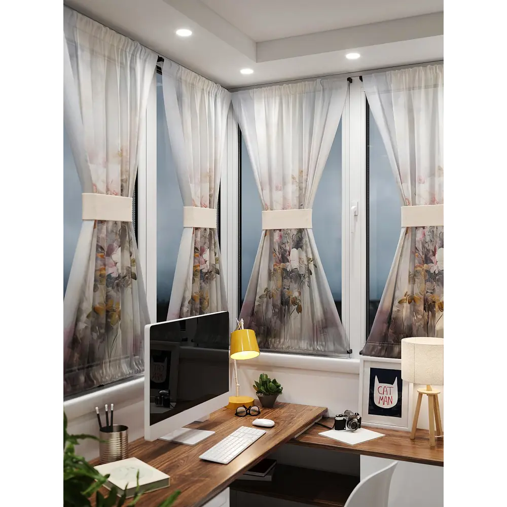 Фото 2 Тюль At home Базовая коллекция AT764164 на шторной ленте 140x100 см цвет белый, коричневый Фото 2 Тюль At home Базовая коллекция AT764164 на шторной ленте 140x100 см цвет белый, коричневый