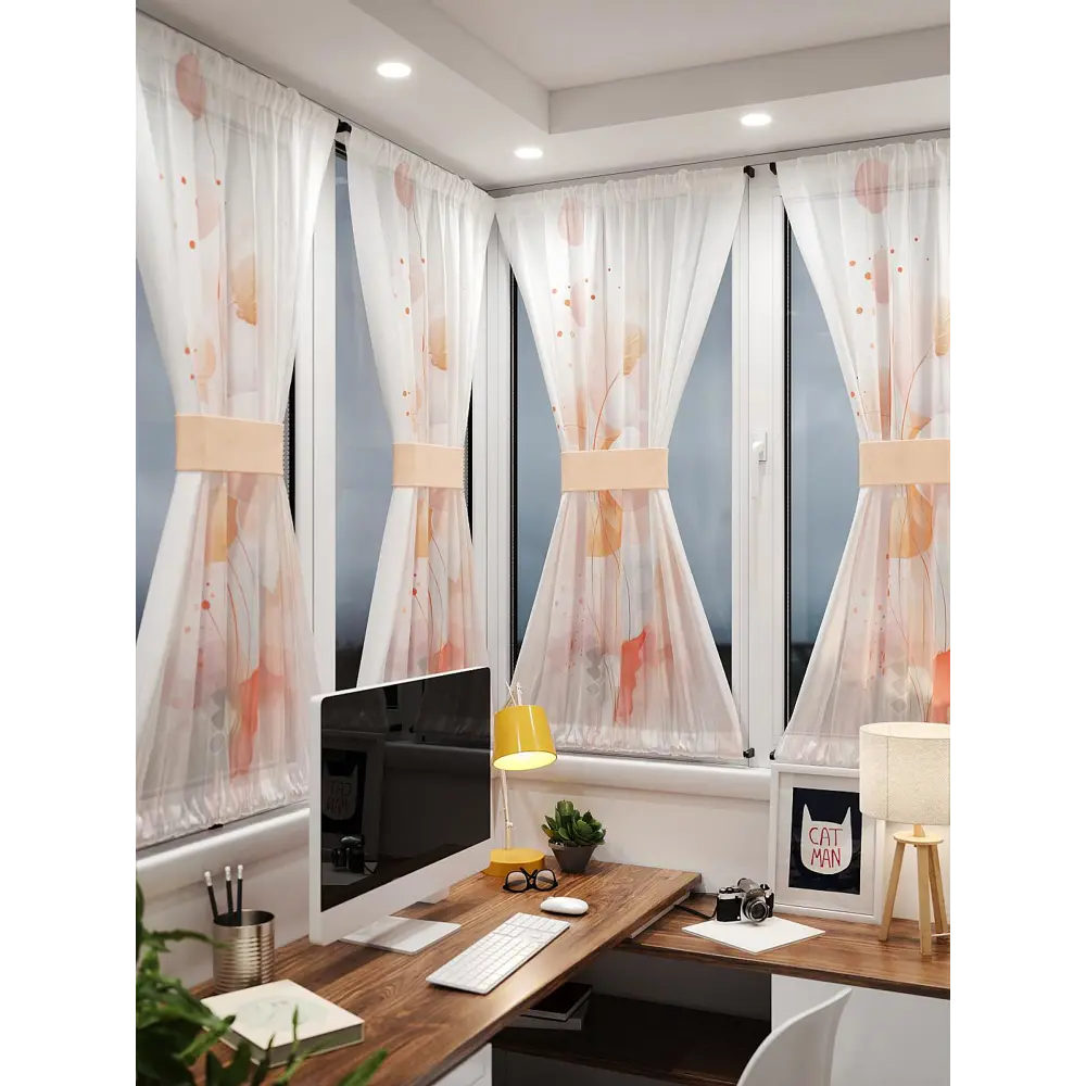 Фото 2 Тюль At home Базовая коллекция AT764160 на шторной ленте 140x100 см цвет белый Фото 2 Тюль At home Базовая коллекция AT764160 на шторной ленте 140x100 см цвет белый