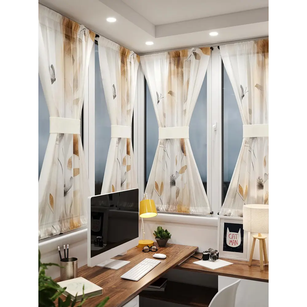 Фото 2 Тюль At home Базовая коллекция AT764156 на шторной ленте 140x100 см цвет бежевый Фото 2 Тюль At home Базовая коллекция AT764156 на шторной ленте 140x100 см цвет бежевый