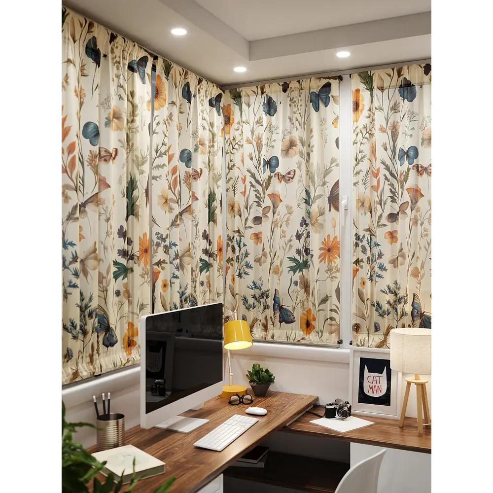 Фото 4 Тюль At home Базовая коллекция AT764001 на шторной ленте 140x100 см цвет желтый, зеленый Фото 4 Тюль At home Базовая коллекция AT764001 на шторной ленте 140x100 см цвет желтый, зеленый