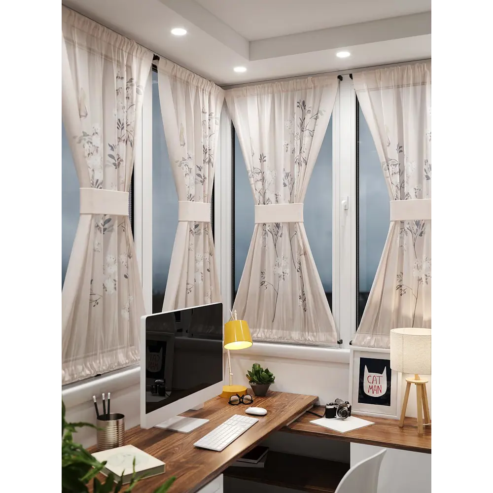 Фото 2 Тюль At home Базовая коллекция AT764009 на шторной ленте 140x100 см цвет бежевый Фото 2 Тюль At home Базовая коллекция AT764009 на шторной ленте 140x100 см цвет бежевый