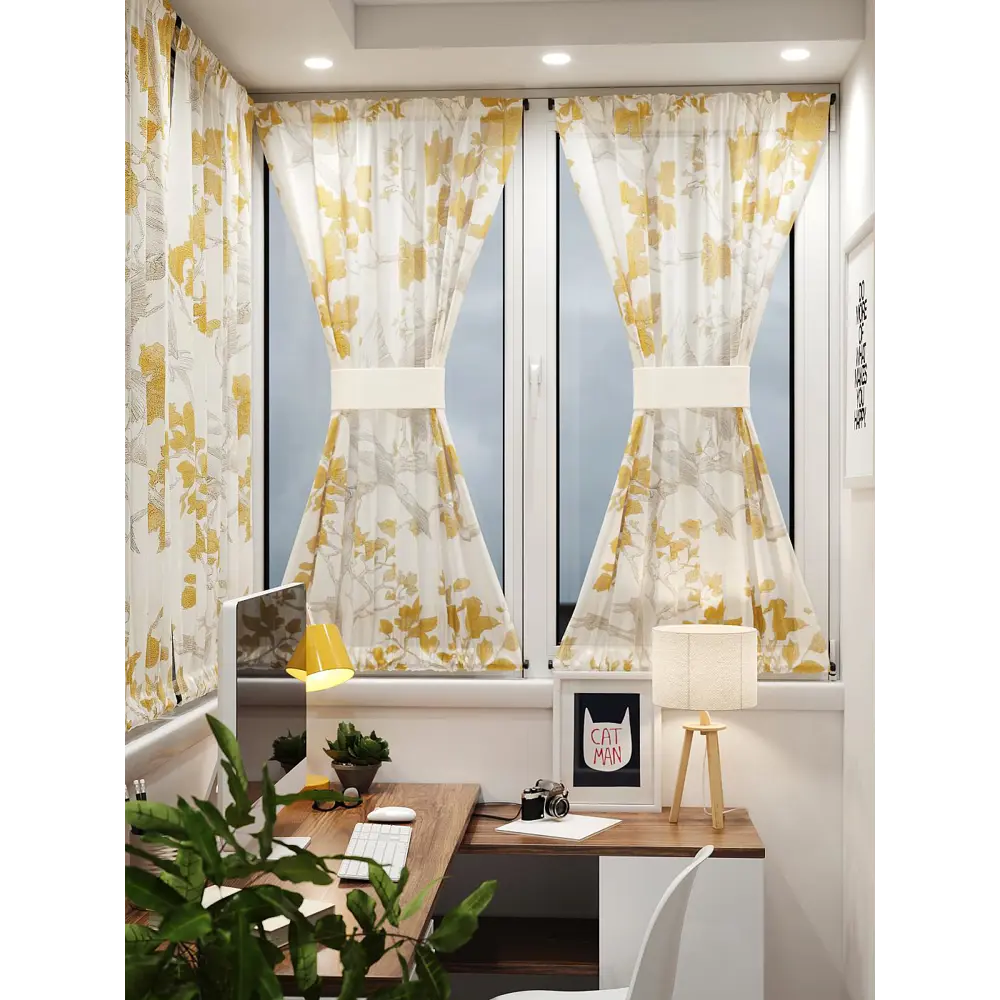 Фото 8 Тюль At home Базовая коллекция AT764153 на шторной ленте 140x100 см цвет желтый Фото 8 Тюль At home Базовая коллекция AT764153 на шторной ленте 140x100 см цвет желтый