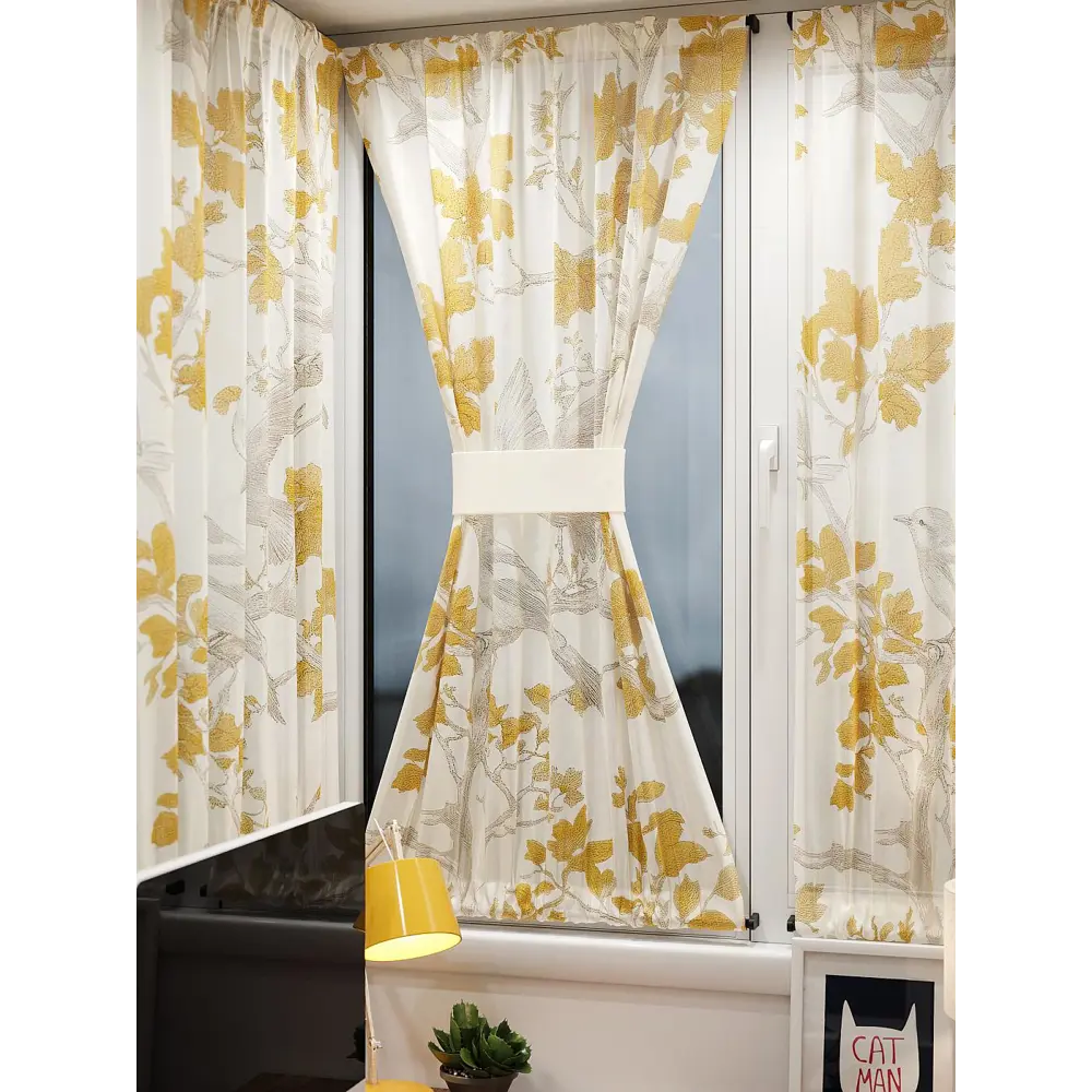 Фото 9 Тюль At home Базовая коллекция AT764153 на шторной ленте 140x100 см цвет желтый Фото 9 Тюль At home Базовая коллекция AT764153 на шторной ленте 140x100 см цвет желтый