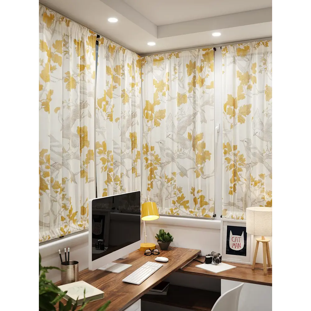 Фото 4 Тюль At home Базовая коллекция AT764153 на шторной ленте 140x100 см цвет желтый Фото 4 Тюль At home Базовая коллекция AT764153 на шторной ленте 140x100 см цвет желтый