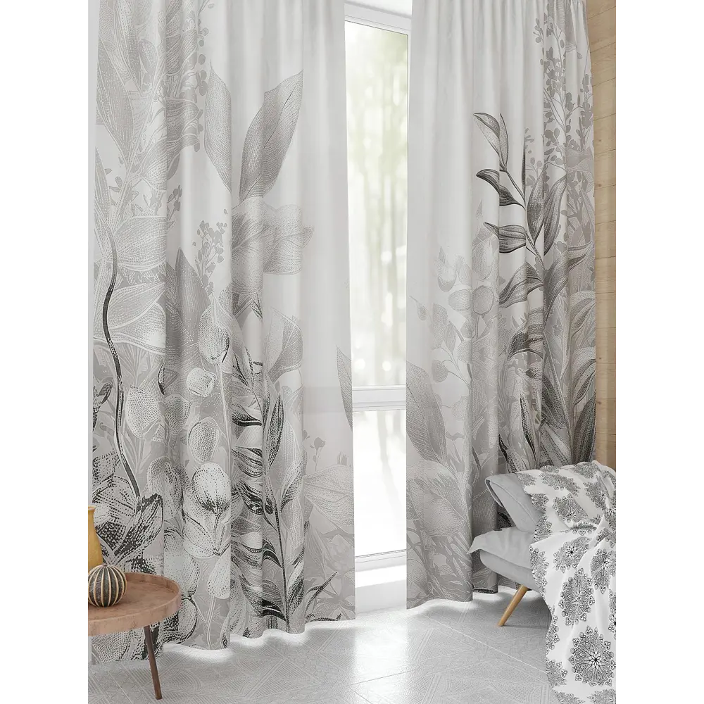 Фото 4 Комплект штор At home Базовая коллекция AT944355 на шторной ленте 230x150 см цвет белый Фото 4 Комплект штор At home Базовая коллекция AT944355 на шторной ленте 230x150 см цвет белый