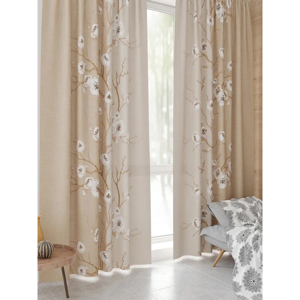 Фото 4 Комплект штор At home Базовая коллекция AT944333 на шторной ленте 230x150 см цвет бежевый Фото 4 Комплект штор At home Базовая коллекция AT944333 на шторной ленте 230x150 см цвет бежевый