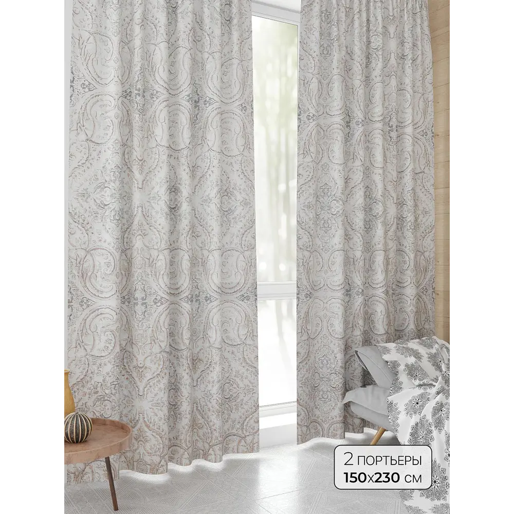 Фото Комплект штор At home Базовая коллекция AT944254 на шторной ленте 230x150 см цвет серый Фото Комплект штор At home Базовая коллекция AT944254 на шторной ленте 230x150 см цвет серый