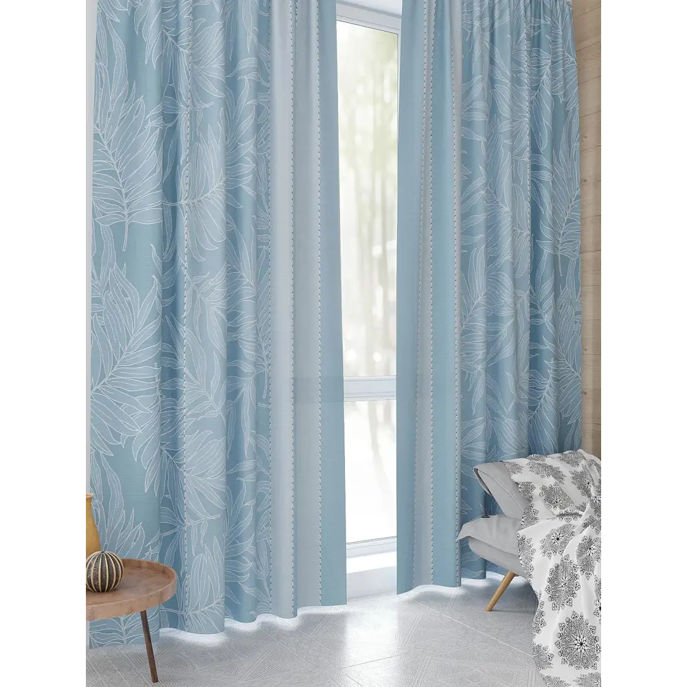 Фото 4 Комплект штор At home Базовая коллекция AT944237 на шторной ленте 230x150 см цвет голубой Фото 4 Комплект штор At home Базовая коллекция AT944237 на шторной ленте 230x150 см цвет голубой