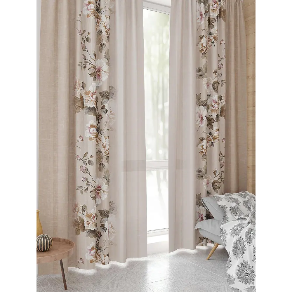 Фото 4 Комплект штор At home Базовая коллекция AT944168 на шторной ленте 230x150 см цвет бежевый Фото 4 Комплект штор At home Базовая коллекция AT944168 на шторной ленте 230x150 см цвет бежевый