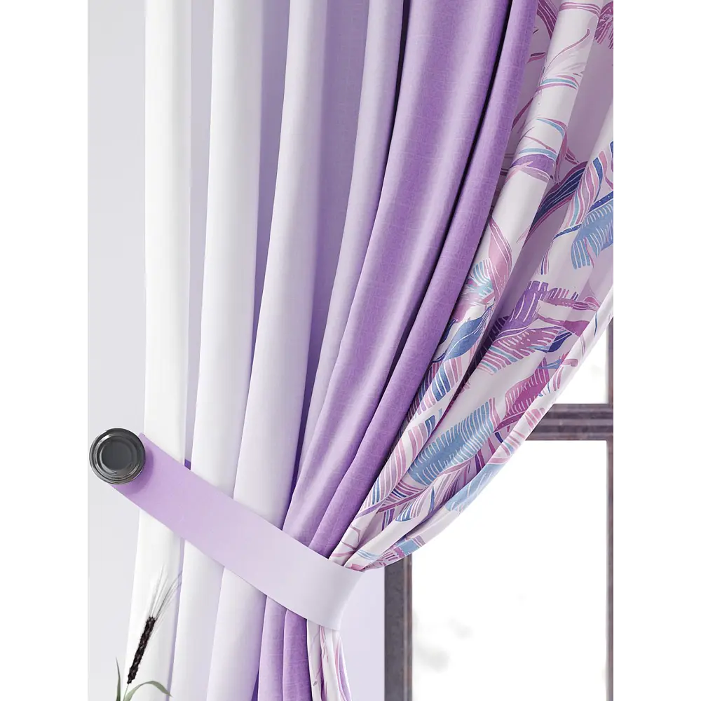 Фото 2 Комплект штор At home Базовая коллекция AT954085 на шторной ленте 270x220 см цвет фиолетовый