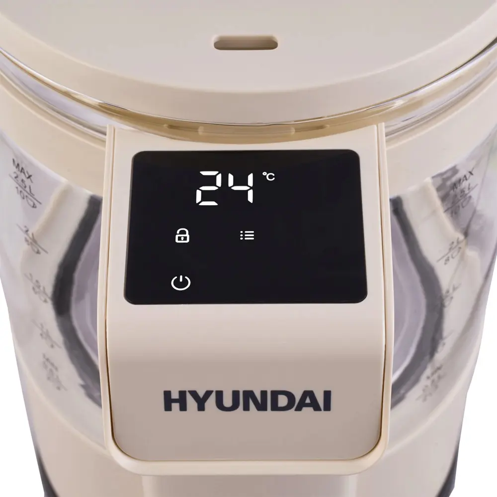 Фото 17 Электрический чайник 2.5 л Hyundai HYK-G7700 стекло цвет кремовый Фото 17 Электрический чайник 2.5 л Hyundai HYK-G7700 стекло цвет кремовый