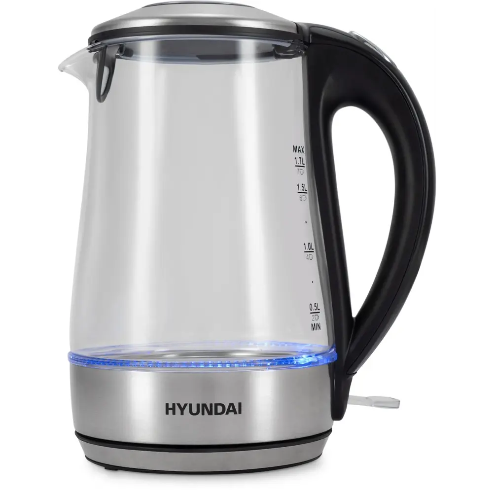 Фото 9 Электрический чайник 1.7 л Hyundai HYK-G8406 металл цвет прозрачный Фото 9 Электрический чайник 1.7 л Hyundai HYK-G8406 металл цвет прозрачный