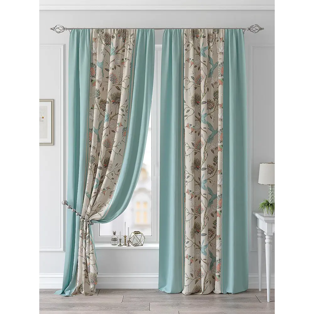 Фото Комплект штор At home Базовая коллекция AT901365 на шторной ленте 250x150 см цвет синий Фото Комплект штор At home Базовая коллекция AT901365 на шторной ленте 250x150 см цвет синий