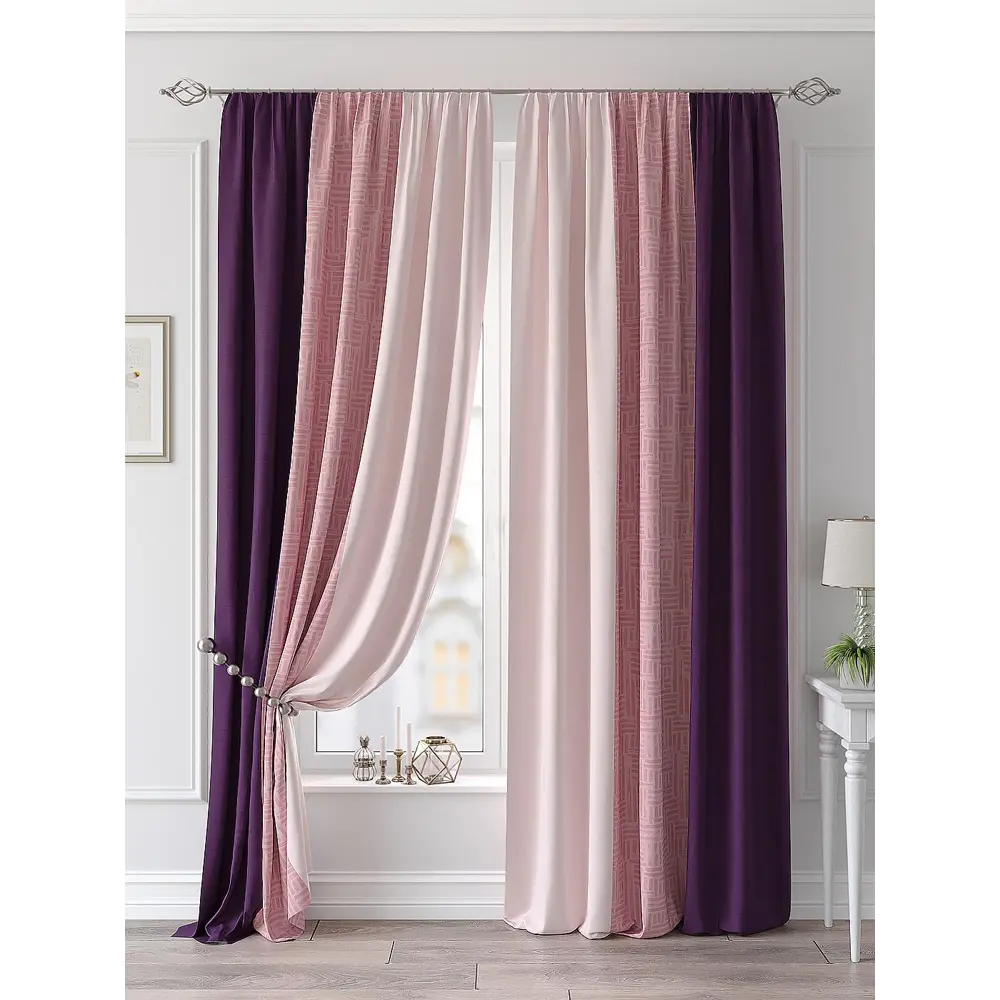 Фото Комплект штор At home Базовая коллекция AT901324 на шторной ленте 250x150 см цвет розовый Фото Комплект штор At home Базовая коллекция AT901324 на шторной ленте 250x150 см цвет розовый