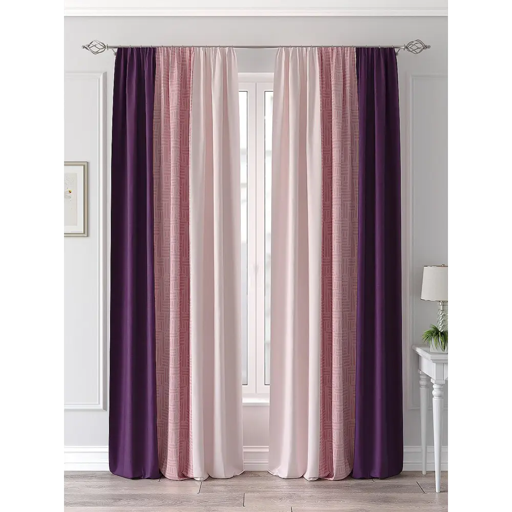 Фото 3 Комплект штор At home Базовая коллекция AT901324 на шторной ленте 250x150 см цвет розовый Фото 3 Комплект штор At home Базовая коллекция AT901324 на шторной ленте 250x150 см цвет розовый