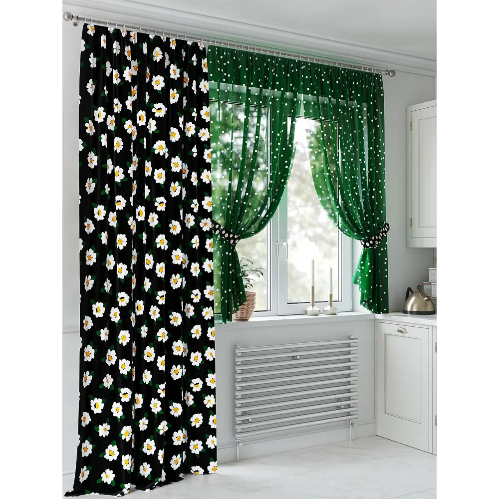 Фото Комплект штор At home Базовая коллекция AT552075 на шторной ленте 250x150 см цвет зеленый Фото Комплект штор At home Базовая коллекция AT552075 на шторной ленте 250x150 см цвет зеленый