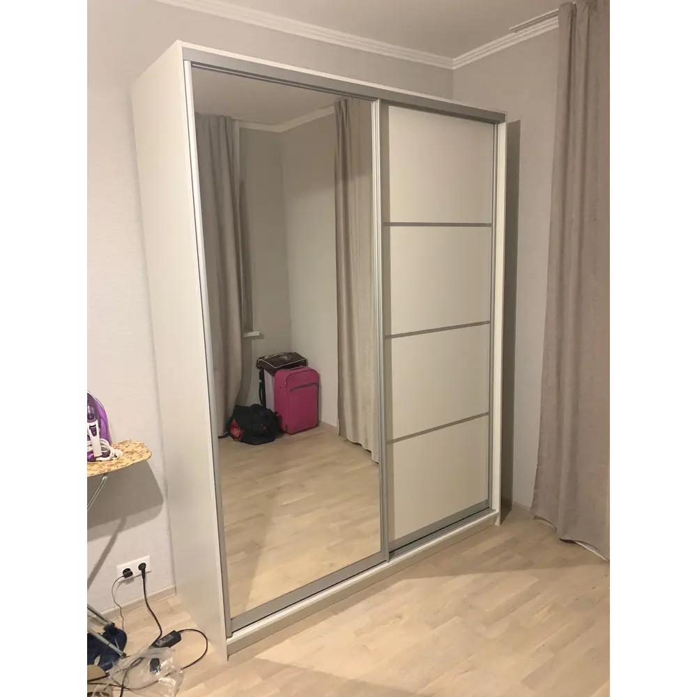 Фото 8 Шкаф-купе Клевер Атина с зеркалом 240x130х45 см 6 полок лдсп цвет белый Фото 8 Шкаф-купе Клевер Атина с зеркалом 240x130х45 см 6 полок лдсп цвет белый