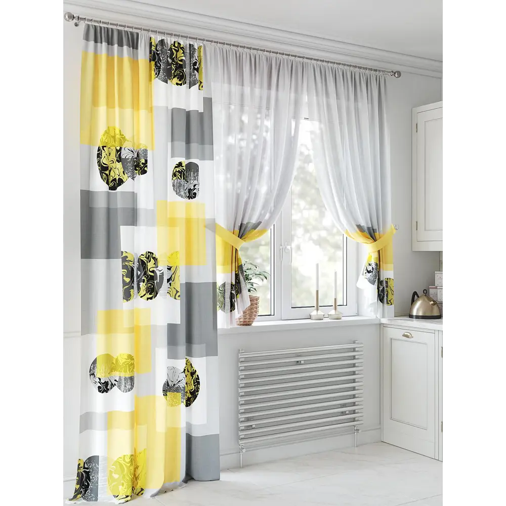 Фото Комплект штор At home Базовая коллекция AT552038 на шторной ленте 250x150 см цвет белый Фото Комплект штор At home Базовая коллекция AT552038 на шторной ленте 250x150 см цвет белый