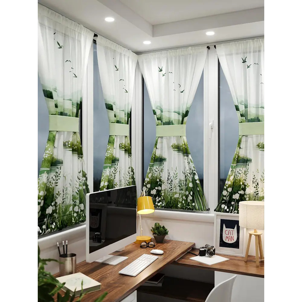 Фото 2 Тюль At home Базовая коллекция AT764097 на шторной ленте 140x100 см цвет белый Фото 2 Тюль At home Базовая коллекция AT764097 на шторной ленте 140x100 см цвет белый