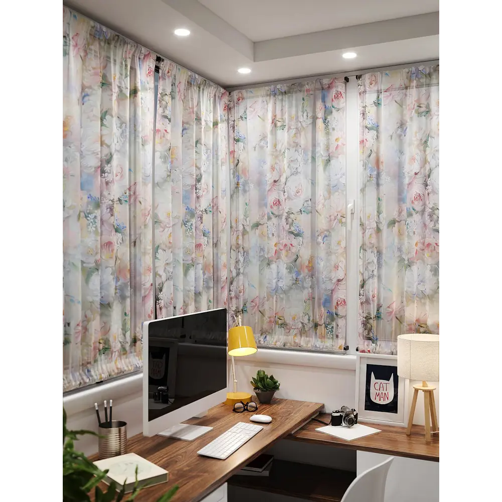 Фото 4 Тюль At home Базовая коллекция AT764101 на шторной ленте 140x100 см цвет бежевый