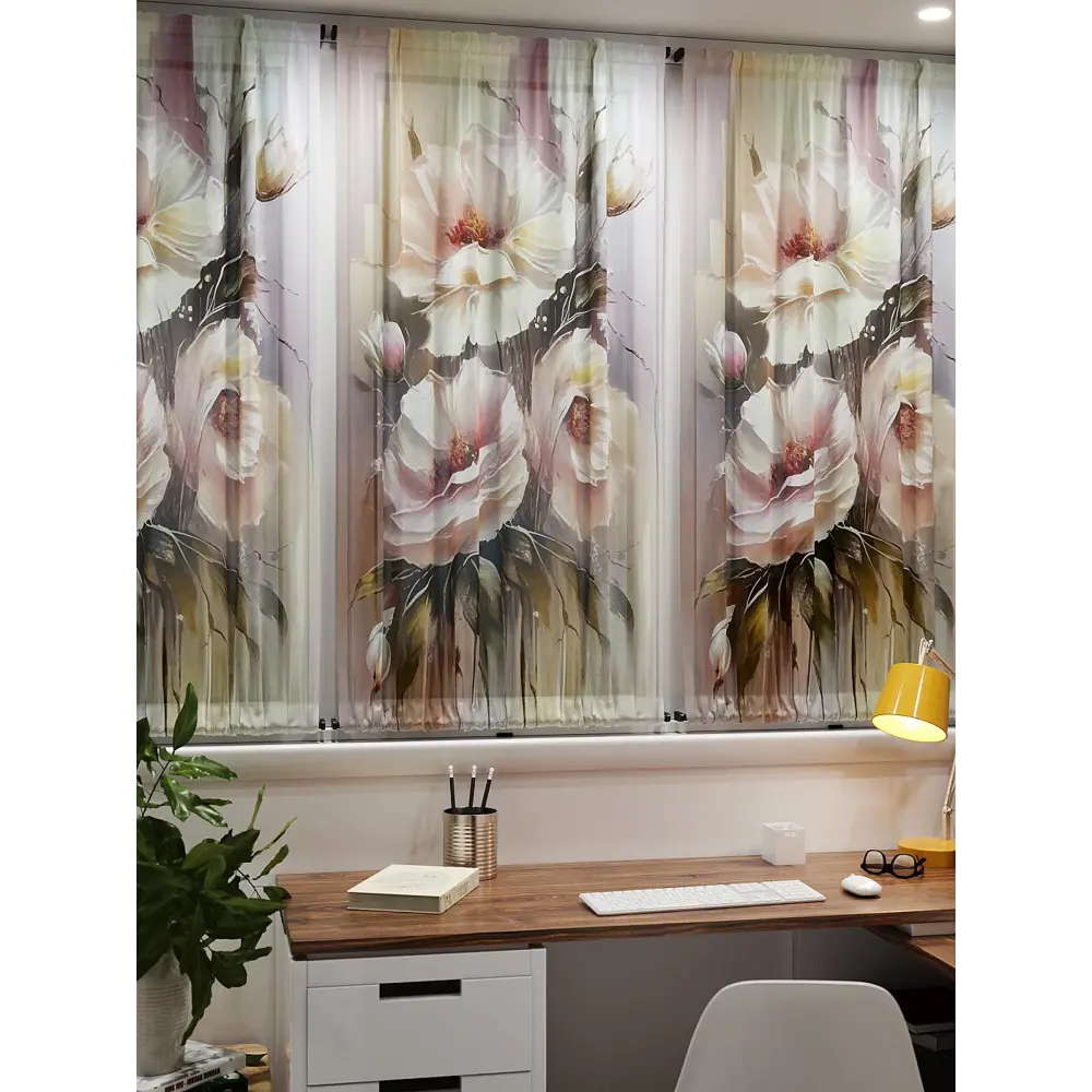 Фото 7 Тюль At home Базовая коллекция AT764107 на шторной ленте 140x100 см цвет бежевый Фото 7 Тюль At home Базовая коллекция AT764107 на шторной ленте 140x100 см цвет бежевый