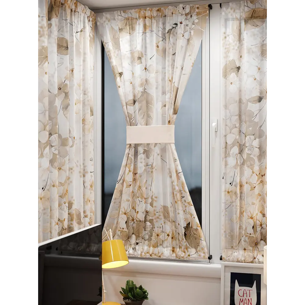 Фото 9 Тюль At home Базовая коллекция AT764067 на шторной ленте 140x100 см цвет бежевый Фото 9 Тюль At home Базовая коллекция AT764067 на шторной ленте 140x100 см цвет бежевый