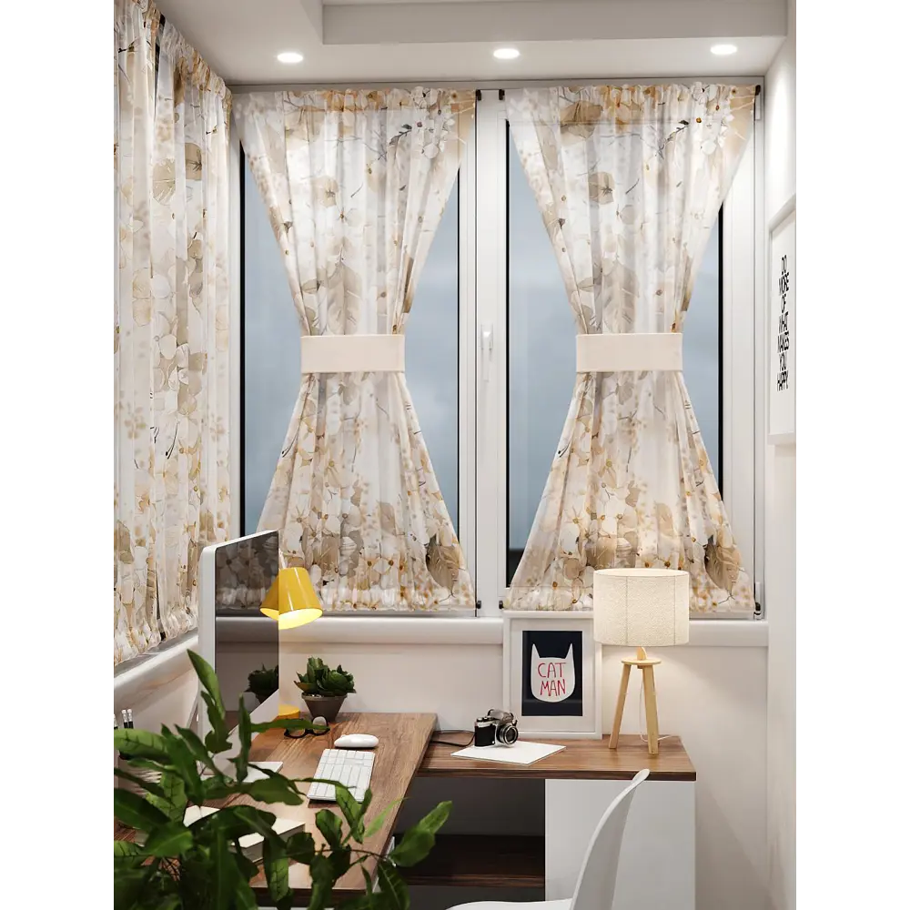 Фото 8 Тюль At home Базовая коллекция AT764067 на шторной ленте 140x100 см цвет бежевый Фото 8 Тюль At home Базовая коллекция AT764067 на шторной ленте 140x100 см цвет бежевый