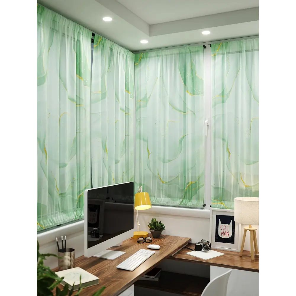 Фото 4 Тюль At home Базовая коллекция AT764070 на шторной ленте 140x100 см цвет зеленый Фото 4 Тюль At home Базовая коллекция AT764070 на шторной ленте 140x100 см цвет зеленый