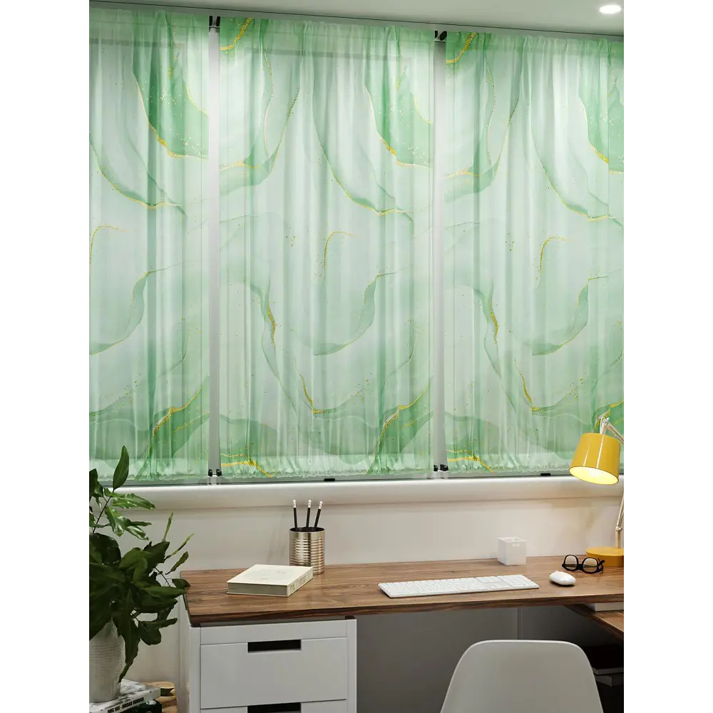 Фото 7 Тюль At home Базовая коллекция AT764070 на шторной ленте 140x100 см цвет зеленый Фото 7 Тюль At home Базовая коллекция AT764070 на шторной ленте 140x100 см цвет зеленый