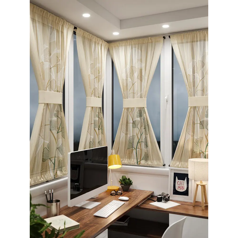Фото 2 Тюль At home Базовая коллекция AT764071 на шторной ленте 140x100 см цвет бежевый Фото 2 Тюль At home Базовая коллекция AT764071 на шторной ленте 140x100 см цвет бежевый