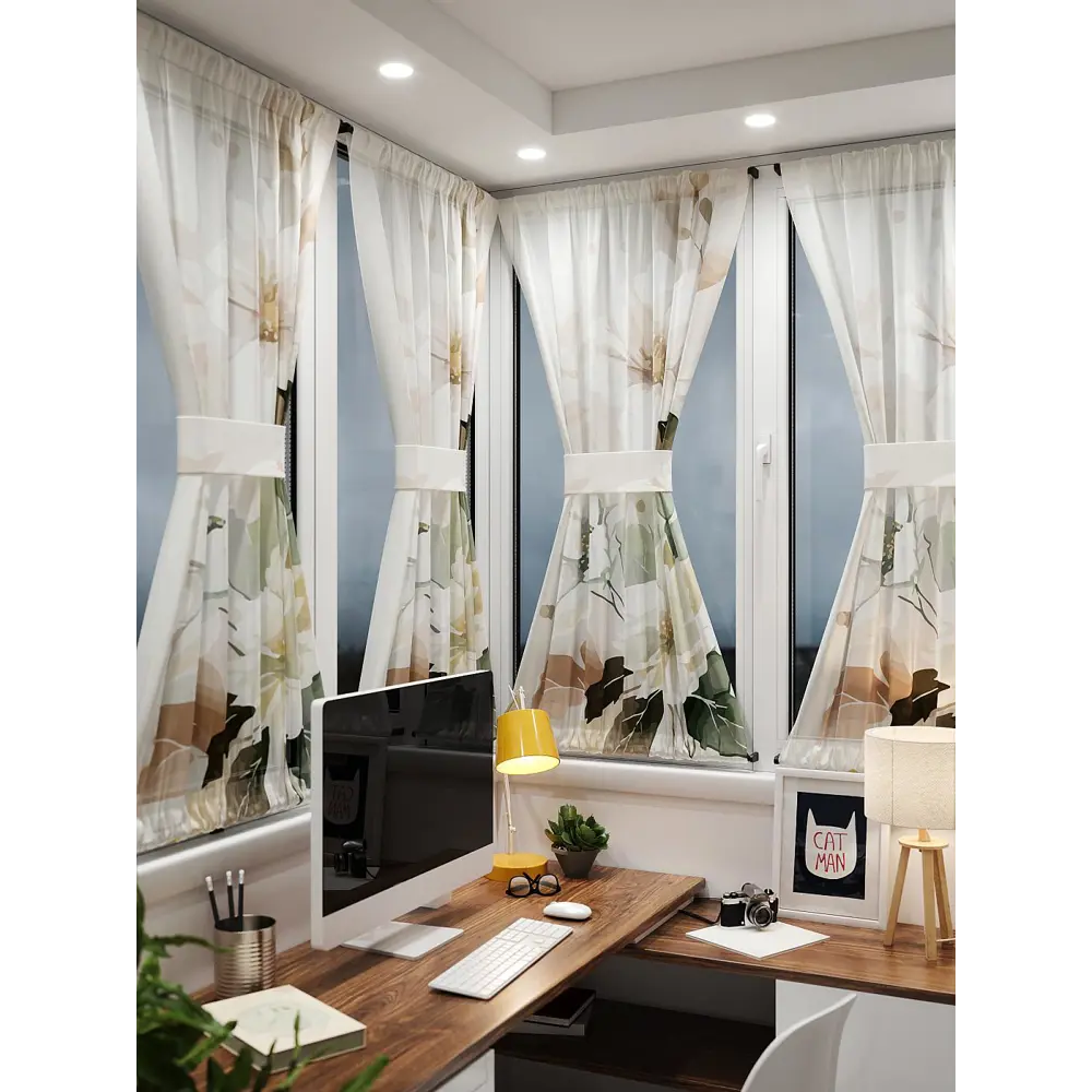 Фото 2 Тюль At home Базовая коллекция AT764007 на шторной ленте 140x100 см цвет бежевый Фото 2 Тюль At home Базовая коллекция AT764007 на шторной ленте 140x100 см цвет бежевый
