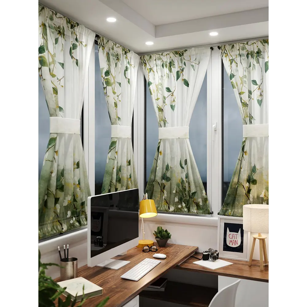 Фото 2 Тюль At home Базовая коллекция AT764015 на шторной ленте 140x100 см цвет бежевый Фото 2 Тюль At home Базовая коллекция AT764015 на шторной ленте 140x100 см цвет бежевый