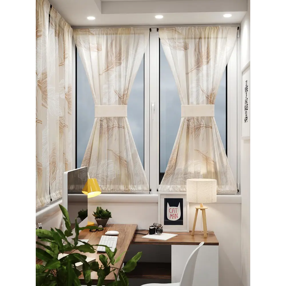 Фото 8 Тюль At home Базовая коллекция AT764026 на шторной ленте 140x100 см цвет бежевый Фото 8 Тюль At home Базовая коллекция AT764026 на шторной ленте 140x100 см цвет бежевый