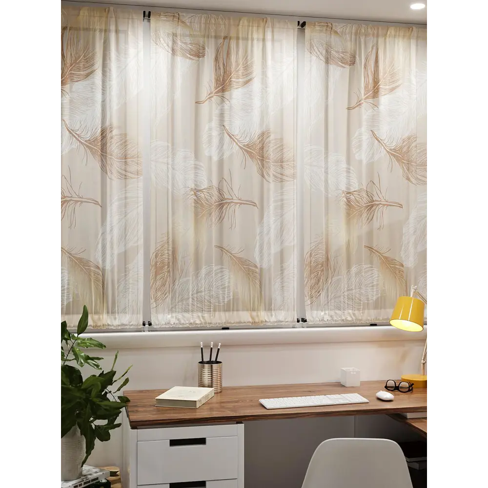 Фото 7 Тюль At home Базовая коллекция AT764026 на шторной ленте 140x100 см цвет бежевый Фото 7 Тюль At home Базовая коллекция AT764026 на шторной ленте 140x100 см цвет бежевый