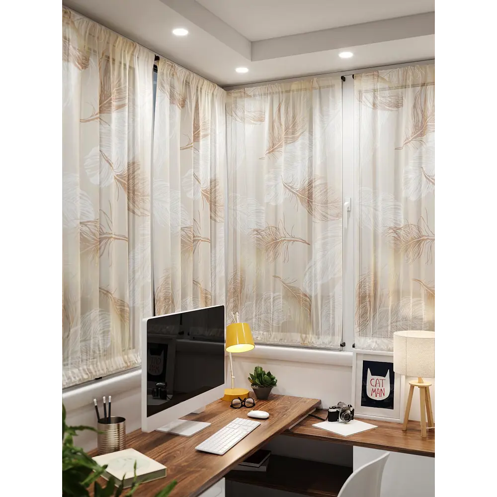 Фото 4 Тюль At home Базовая коллекция AT764026 на шторной ленте 140x100 см цвет бежевый Фото 4 Тюль At home Базовая коллекция AT764026 на шторной ленте 140x100 см цвет бежевый
