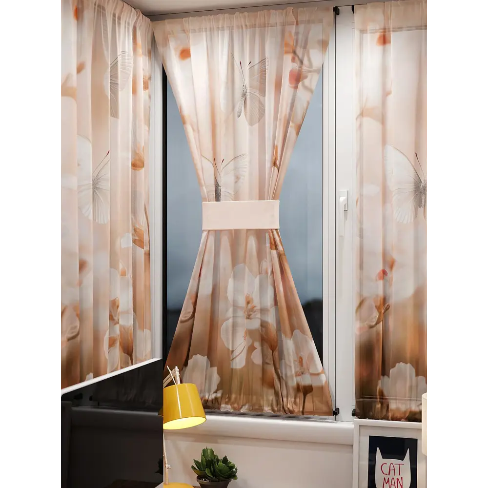 Фото 9 Тюль At home Базовая коллекция AT764027 на шторной ленте 140x100 см цвет бежевый Фото 9 Тюль At home Базовая коллекция AT764027 на шторной ленте 140x100 см цвет бежевый