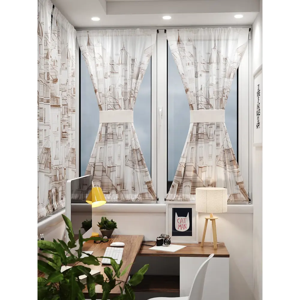 Фото 8 Тюль At home Базовая коллекция AT764030 на шторной ленте 140x100 см цвет белый