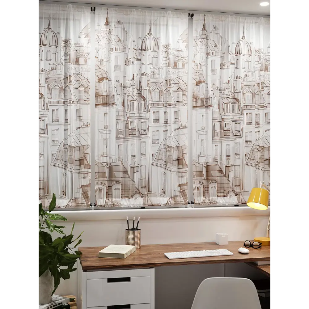 Фото 7 Тюль At home Базовая коллекция AT764030 на шторной ленте 140x100 см цвет белый