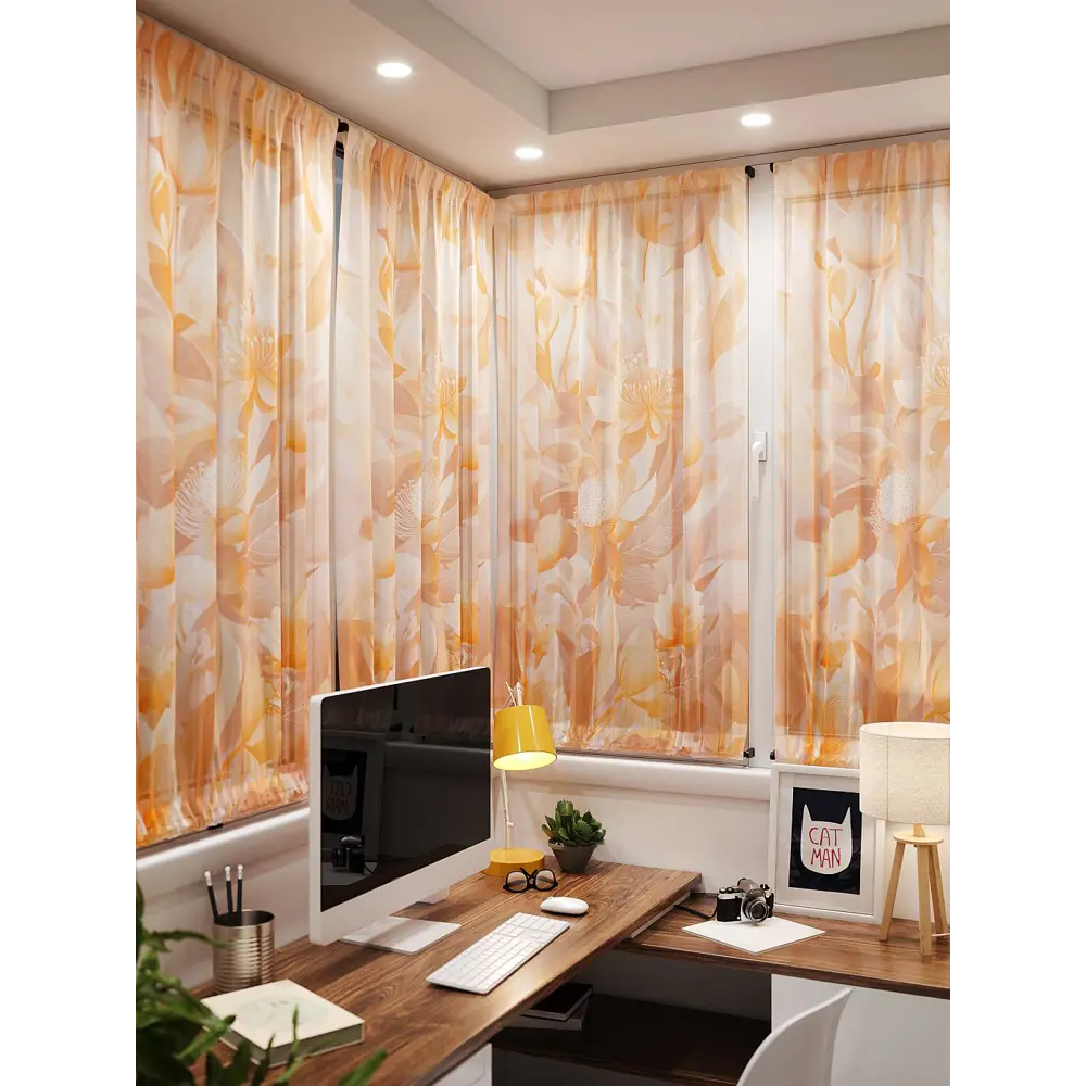 Фото 4 Тюль At home Базовая коллекция AT764040 на шторной ленте 140x100 см цвет оранжевый