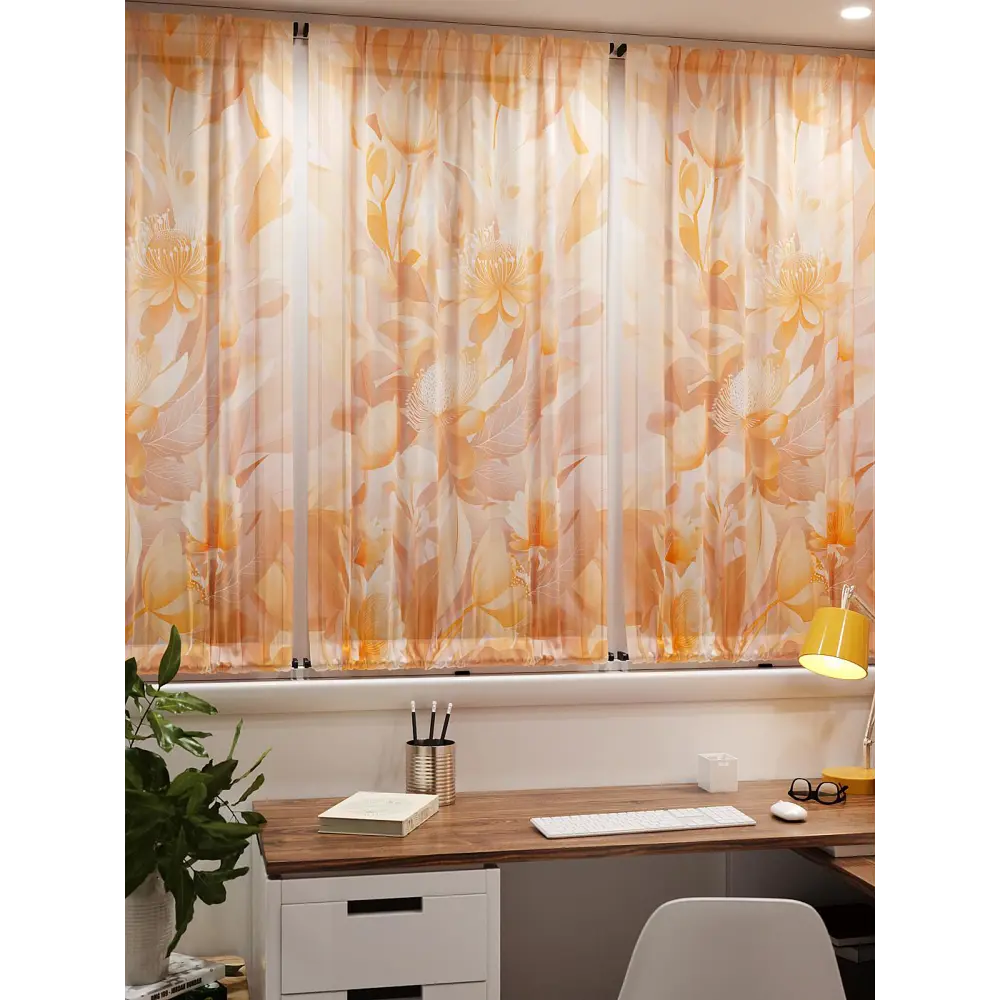 Фото 7 Тюль At home Базовая коллекция AT764040 на шторной ленте 140x100 см цвет оранжевый