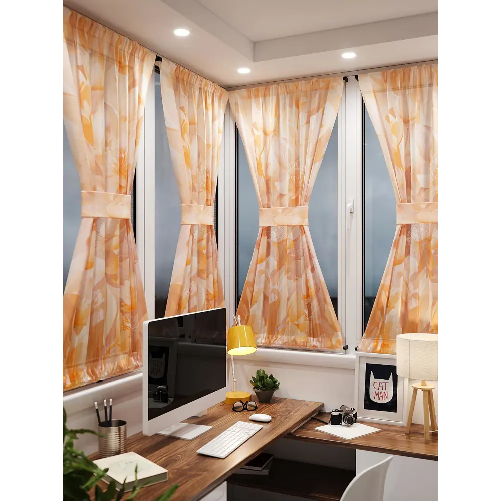 Фото 2 Тюль At home Базовая коллекция AT764040 на шторной ленте 140x100 см цвет оранжевый