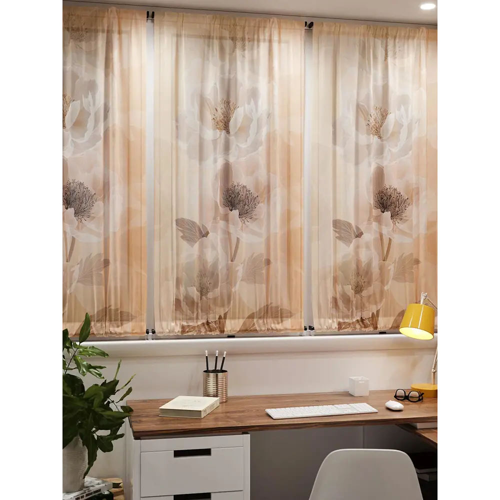 Фото 7 Тюль At home Базовая коллекция AT764045 на шторной ленте 140x100 см цвет бежевый Фото 7 Тюль At home Базовая коллекция AT764045 на шторной ленте 140x100 см цвет бежевый