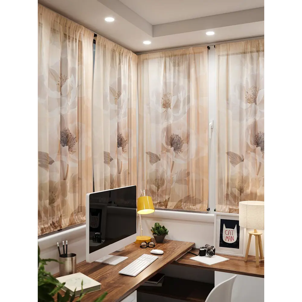 Фото 4 Тюль At home Базовая коллекция AT764045 на шторной ленте 140x100 см цвет бежевый Фото 4 Тюль At home Базовая коллекция AT764045 на шторной ленте 140x100 см цвет бежевый