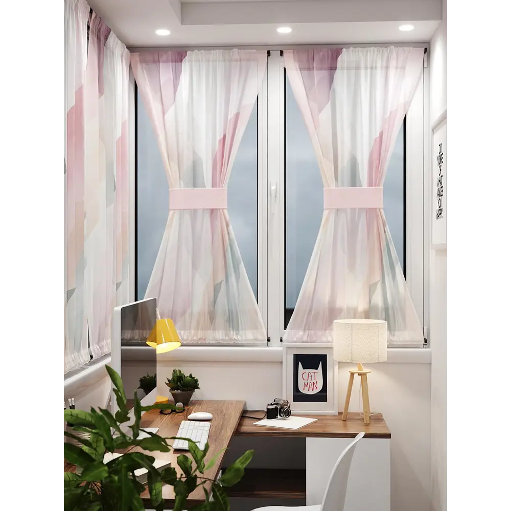 Фото 8 Тюль At home Базовая коллекция AT764142 на шторной ленте 140x100 см цвет розовый Фото 8 Тюль At home Базовая коллекция AT764142 на шторной ленте 140x100 см цвет розовый