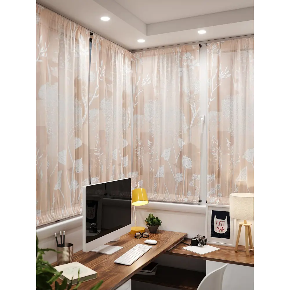 Фото 4 Тюль At home Базовая коллекция AT764136 на шторной ленте 140x100 см цвет бежевый Фото 4 Тюль At home Базовая коллекция AT764136 на шторной ленте 140x100 см цвет бежевый