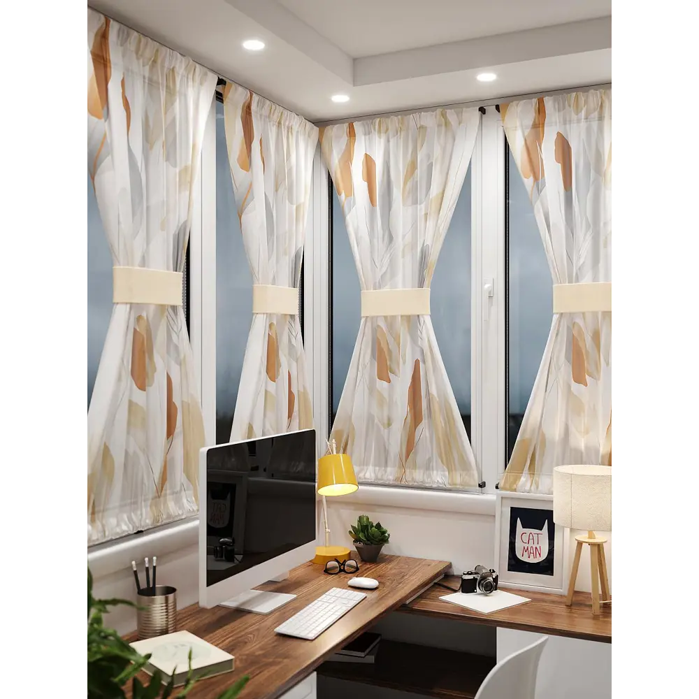 Фото 2 Тюль At home Базовая коллекция AT764135 на шторной ленте 140x100 см цвет желтый Фото 2 Тюль At home Базовая коллекция AT764135 на шторной ленте 140x100 см цвет желтый