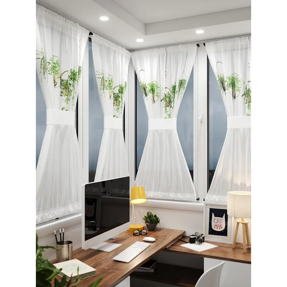 Фото 2 Тюль At home Базовая коллекция AT764121 на шторной ленте 140x100 см цвет белый Фото 2 Тюль At home Базовая коллекция AT764121 на шторной ленте 140x100 см цвет белый