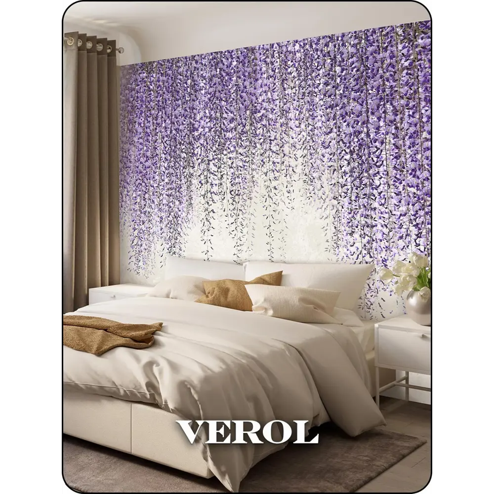 Фото 4 Фотообои флизелиновые 3D Verol 300x283 см Сиреневая глициния Фото 4 Фотообои флизелиновые 3D Verol 300x283 см Сиреневая глициния